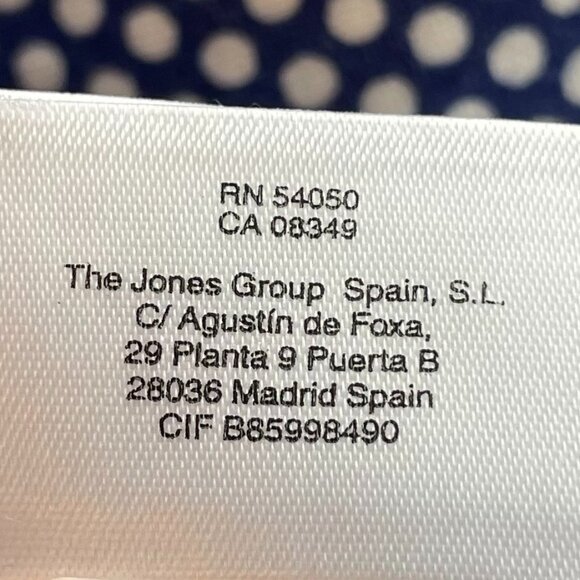 Jones New York Signature Boat Nk 3/4 Slv Polka Dot Cotton Blend Top Blue Wht S - Picture 11 of 12
